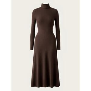 OGL Midi Dress Turtleneck MaxWarm Thermal Long Sleeve Brown Size Medium NEW